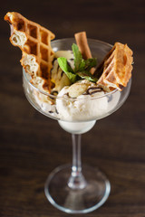 ice cream with waffle
