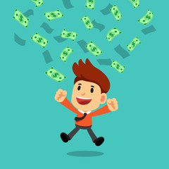 Vector cartoon businessman and money