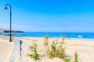 View of idyllic sandy Tarifa beach, Andalusia, Spain