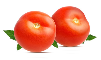 Fresh tomato isolated on white background with clipping path