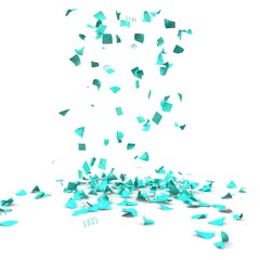 Bright and colorful confetti flying on the floor. Isolated background