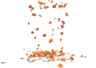 Bright and colorful confetti flying on the floor. Isolated background