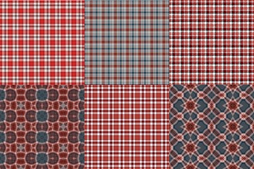 Tartan cloth bed linen tablecloth checked pattern set. Seamless textures.