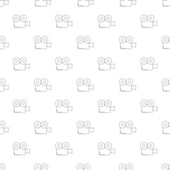 Movie camera background from line icon. Linear vector pattern
