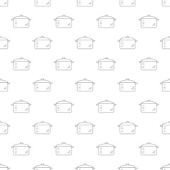 Cooking pan background from line icon. Linear vector pattern