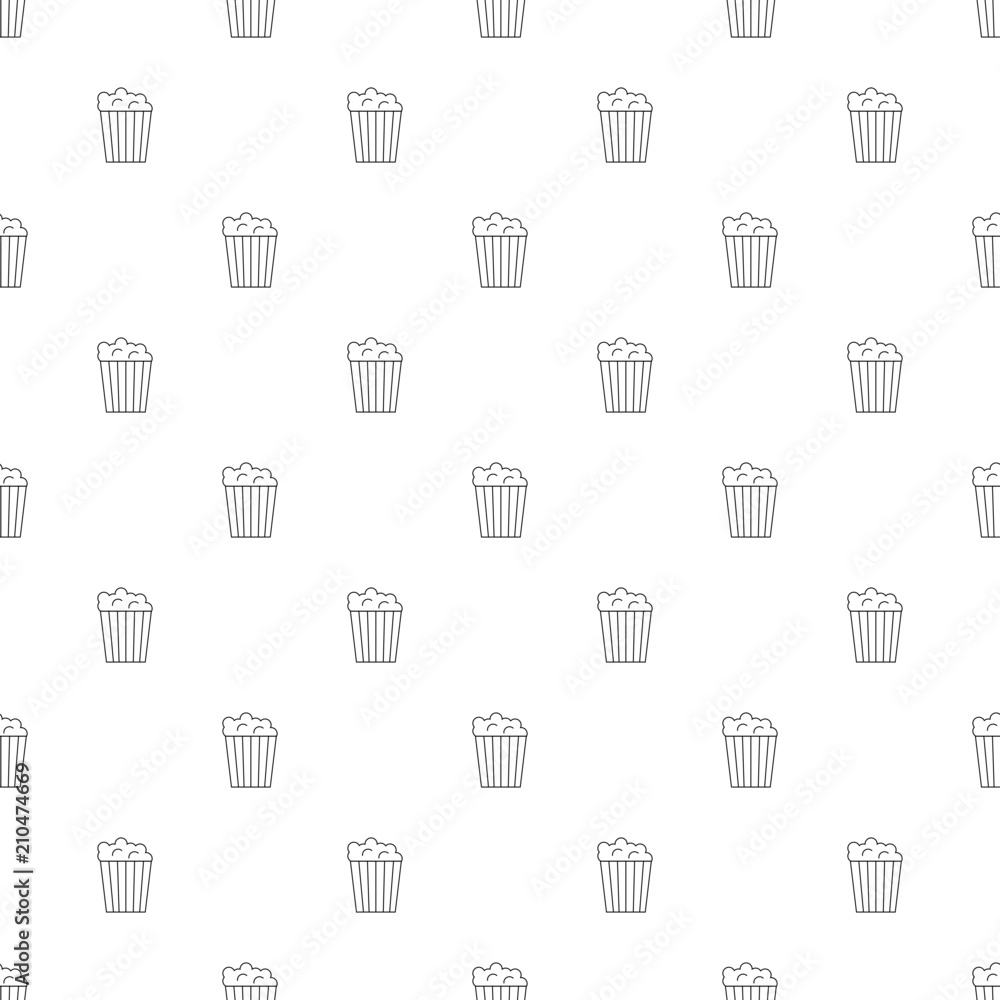 Wall mural Popcorn background from line icon. Linear vector pattern