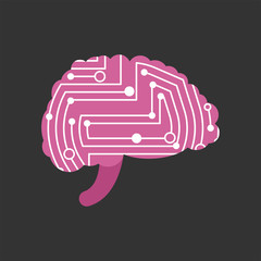 Digital brain printed circuit. Brains computer system. technology Vector illustration