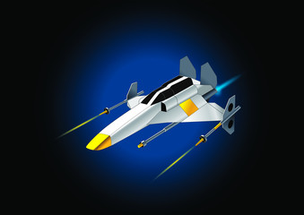 Fototapeta na wymiar Vector illustration of a spaceship flying around the Earth