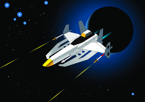 Vector illustration of flying Spaceship