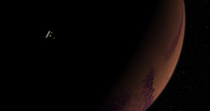 Long shot: the Odyssey spacecraft in orbit around Mars. Reversible, can be rotated 180 degrees. Elements of this image furnished by NASA.