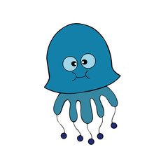 Jelly Fish cartoon illustration isolated on white background for children color book