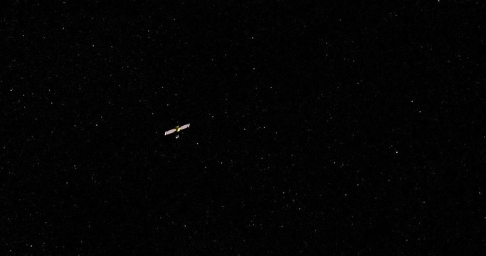 Long shot: the Surveyor spacecraft travelling through empty space . Reversible, can be rotated 180 degrees. Elements of this image furnished by NASA.