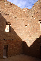 Chaco Canyon Anizazi great house interior ruins in Northern New Mexico