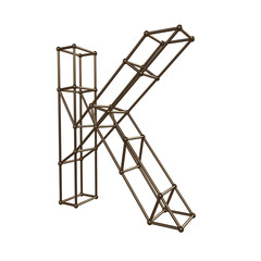 Construction letter K. 3D render of construction font isolated on white background
