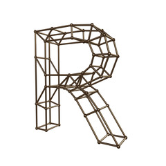 Construction letter R. 3D render of construction font isolated on white background