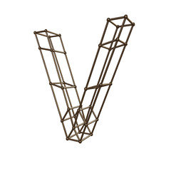 Construction letter V. 3D render of construction font isolated on white background