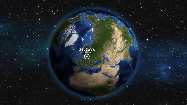 LATVIA JELGAVA ZOOM IN FROM SPACE