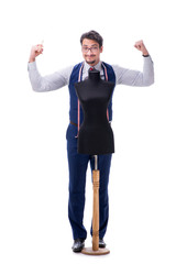 Male tailor isolated on white background