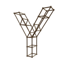Construction letter Y. 3D render of construction font isolated on white background