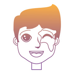 cartoon man with his face painted over white background, colorful design. vector illustration