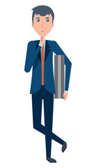 Obraz premium Cartoon businessman standing and thinking over white background, vector illustration