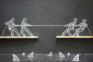 Business Challenge Concept with Hand Drawn Chalk Illustrations on Blackboard