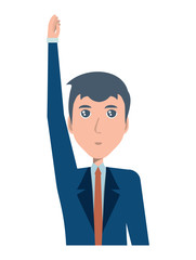 Fototapeta premium businessman with the arm up over white background, vector illustration
