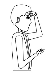 businessman thinking over white background, vector illustration