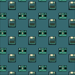background of Casette and diskette pattern, vector illustration