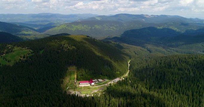 Aerial View from Mount Hoverla to other mountains.