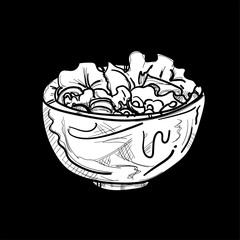 fast food drawing object black white 