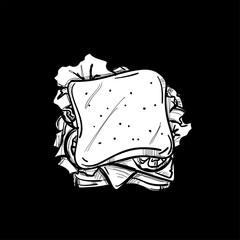 fast food drawing object black white 