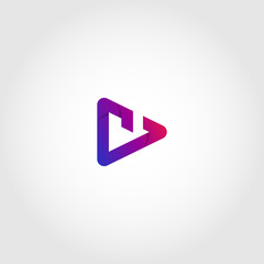 Play Letter C icon Logo Template
