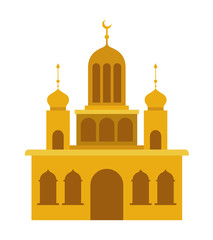 arabic castle tower with moon vector illustration design