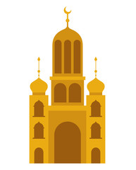 arabic castle tower with moon vector illustration design