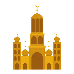 arabic castle tower with moon vector illustration design