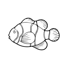 Fish cartoon illustration isolated on white background for children color book