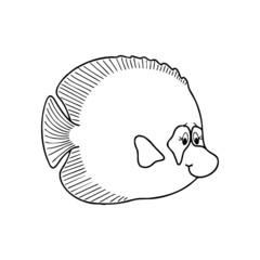 Fish cartoon illustration isolated on white background for children color book