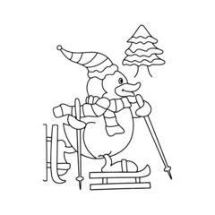 Obraz premium Penguin cartoon illustration isolated on white background for children color book