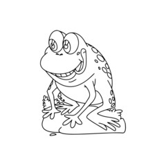 Frog cartoon illustration isolated on white background for children color book