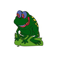 Frog cartoon illustration isolated on white background for children color book