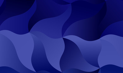 Dark blue background with wavy shapes, lines. Geometric pattern, backdrop. Typographic design 