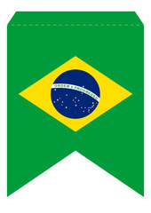 Brazil Party Banner Swallowtail Pennant Printable Template. Official Brazilian Flag Colors. Ready to Print. A4 / US Letter Size Format.