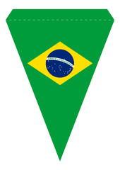 Brazil Party Banner Triangle Pennant Printable Template. Official Brazilian Flag Colors. Ready to Print. A4 / US Letter Size Format. 