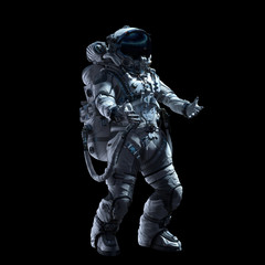 Fototapeta premium Astronaut in darkness. Mixed media