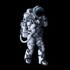 Astronaut in darkness. Mixed media