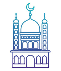 arabic castle tower with moon vector illustration design