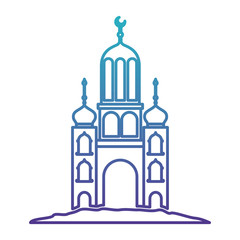 arabic castle tower with moon vector illustration design