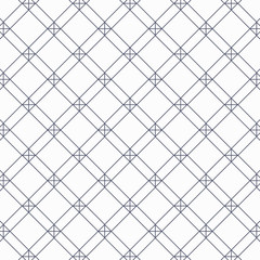 Fototapeta premium geometric vector pattern, repeating linear square and diamond shape with cross at each corner. pattern is on swatches panel