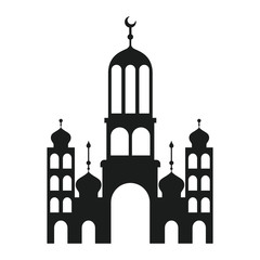 arabic castle tower with moon vector illustration design